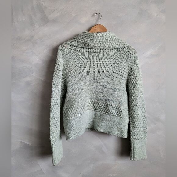 Tyler Boe Icy Blue Wool Blend Sweater Size Large Shimmer Cowl Neck Sequin - Picture 13 of 13